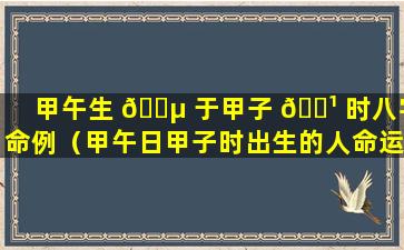 甲午生 🌵 于甲子 🌹 时八字命例（甲午日甲子时出生的人命运）